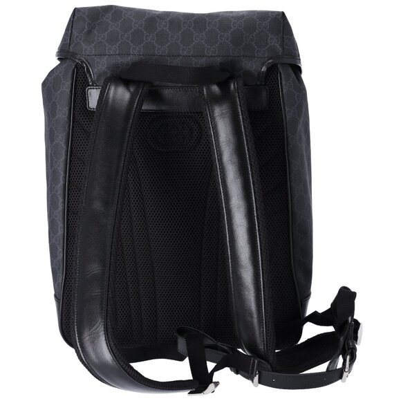 GUCCI Interlocking G Medium Backpack 696013 Dark Gray Black PVC Leather - Picture 4 of 7